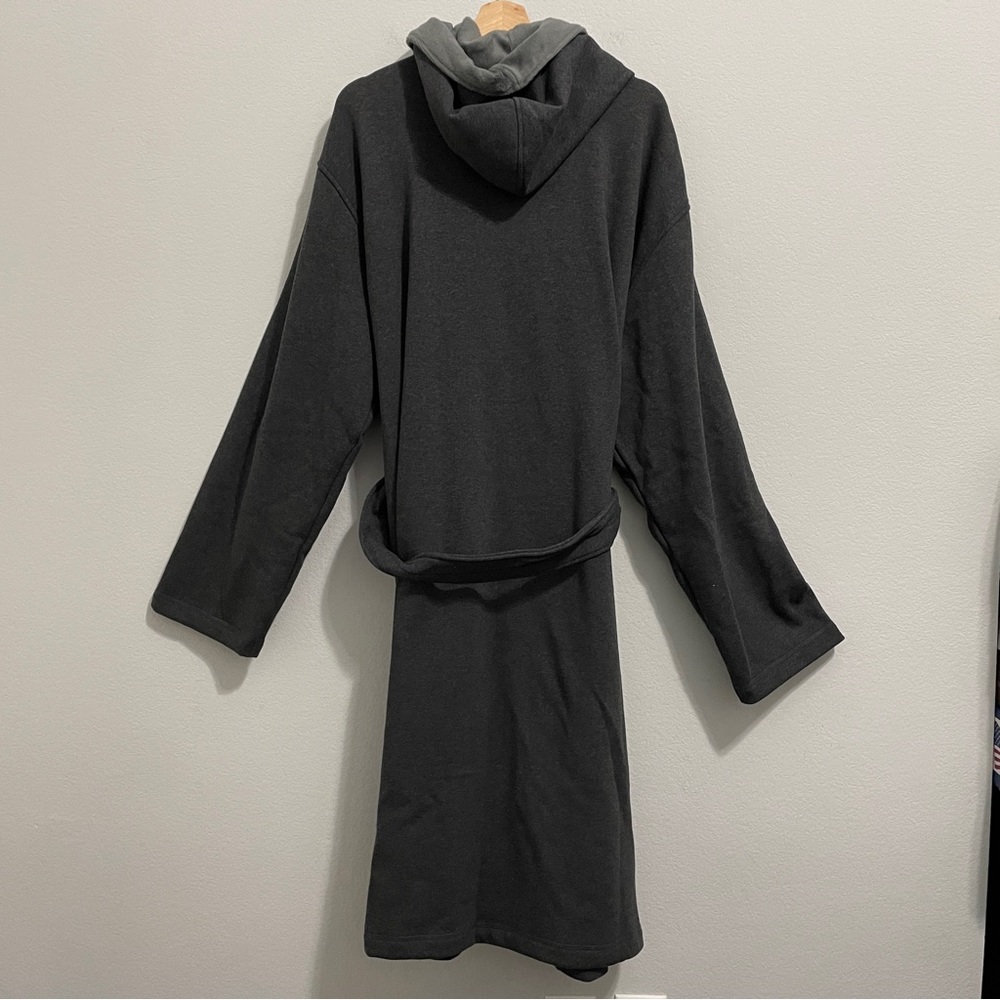 UGG Brunswick Robe Charcoal Gray Plush Hooded Lined Mens Large L XL - Picture 3 of 13